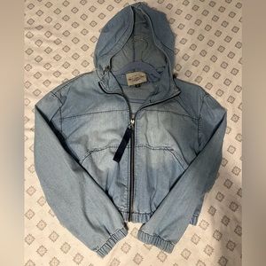 Crop denim zip up jacket
